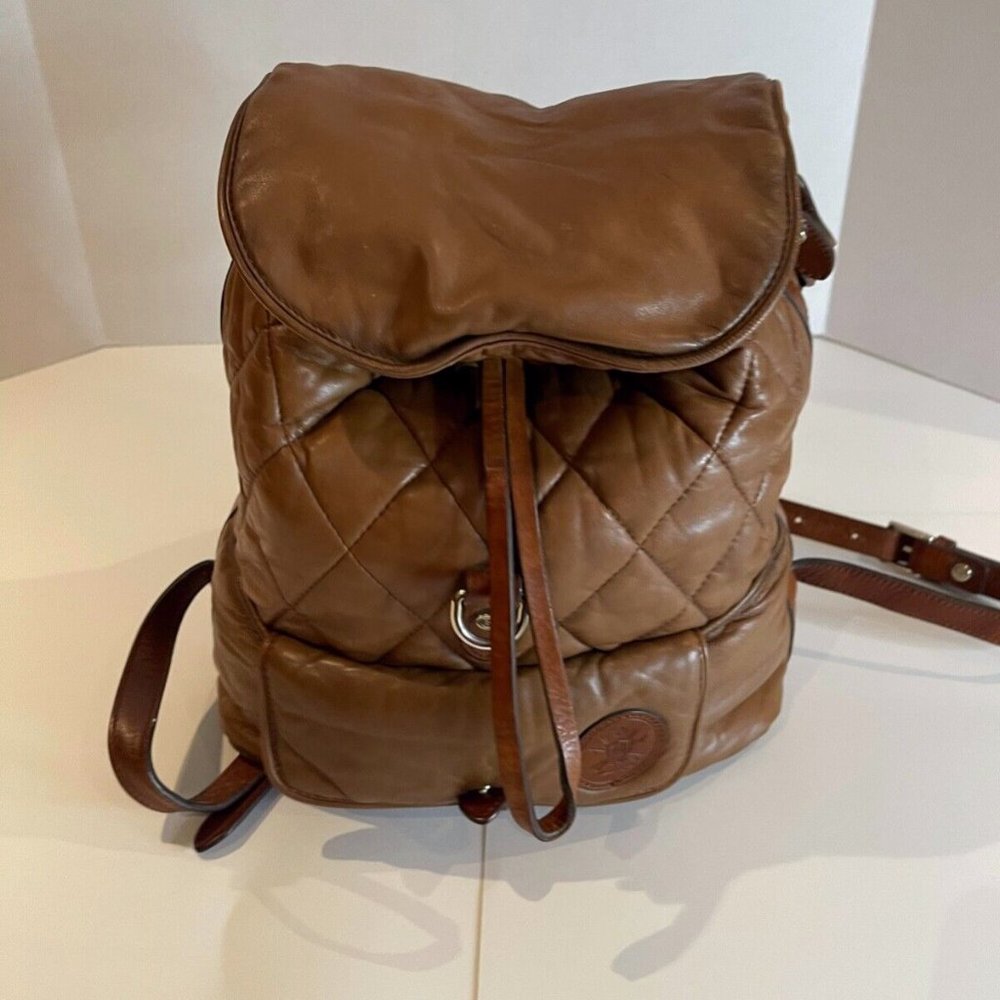 Massimo Dutti Women's Vintage Rare Leather Backpack Made in Spain